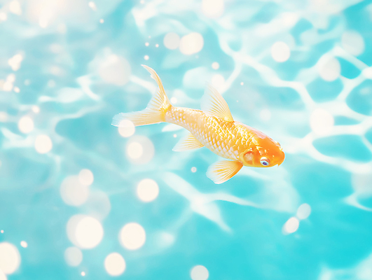 JPG 편집이미지 물결 하늘색 밝음 사람없음 물 햇빛 수중 수영 금붕어 보케 편집실사 AI포토 AI콘텐츠 자연요소 어류 파란색 태양 수상스포츠 CG 파일형식