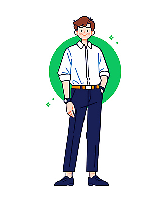 전신 남자 일러스트 직업캐릭터 한명 미소 정장 성인 반짝임 비즈니스맨 비즈니스캐릭터 주머니손 성인남자한명만 일러캐릭터 AI파일 직업 캐릭터 1 옷 비즈니스 모션 표정 사람 직장인 남자한명만 성인남자만 파일형식 벡터