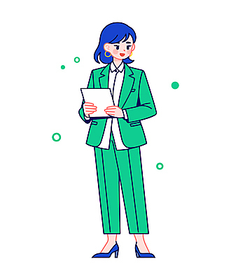 전신 여자 일러스트 직업캐릭터 한명 미소 들기 정장 성인 비즈니스우먼 비즈니스캐릭터 문서 성인여자한명만 일러캐릭터 AI파일 직업 캐릭터 1 옷 비즈니스 모션 표정 사람 직장인 여자한명만 성인여자만 파일형식 벡터