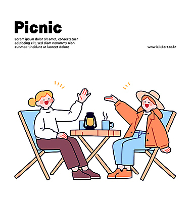 전신 모자 여자 일러스트 휴식 대화 미소 앉기 성인 두명 소풍 손들기 머그컵 램프 피크닉테이블 성인여자만 캠핑의자 일러캐릭터 AI파일 캐릭터 잡화 컨셉 의자 모션 탁자 조명 표정 캠핑도구 말하기 사람 컵 야외활동 여자만 성인만 파일형식 벡터