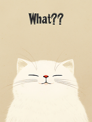 PSD 한마리 일러스트 사람없음 귀여움 고양이 물음표 질문 심플 베이지색 국내일러스트 1 기호 컬러 컨셉 포유류 반려동물 파일형식