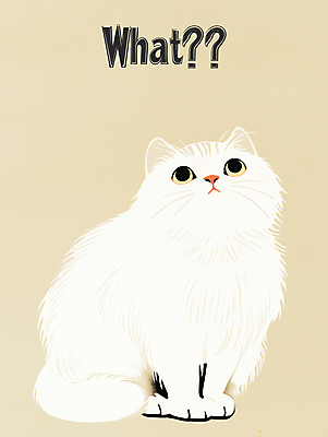 PSD 한마리 일러스트 사람없음 귀여움 고양이 물음표 질문 심플 베이지색 국내일러스트 1 기호 컬러 컨셉 포유류 반려동물 파일형식