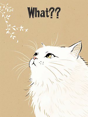 PSD 한마리 일러스트 사람없음 귀여움 고양이 물음표 질문 심플 베이지색 국내일러스트 1 기호 컬러 컨셉 포유류 반려동물 파일형식