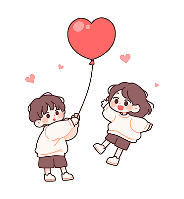전신 커플 여자 남자 어린이 일러스트 사랑 미소 들기 소녀 소년 두명 하트풍선 어린이만 일러캐릭터 AI파일 캐릭터 감정 관계 모션 표정 사람 하트 풍선 파일형식 벡터