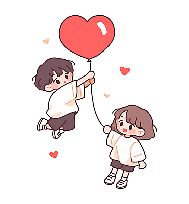 전신 커플 여자 남자 어린이 일러스트 사랑 미소 들기 소녀 소년 두명 하트풍선 어린이만 일러캐릭터 AI파일 캐릭터 감정 관계 모션 표정 사람 하트 풍선 파일형식 벡터