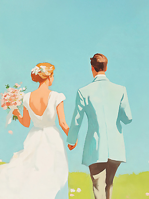 JPG 여자 남자 행복 신부 부케 웨딩드레스 신랑 일러스트 봄꽃 결혼식 사랑 들기 턱시도 성인 두명 햇빛 걷기 손잡기 로맨틱 그림 유화 성인만 국내일러스트 AI일러스트 AI콘텐츠 드레스 꽃 감정 꽃다발 결혼 컨셉 모션 미술 사람 정장 태양 봄 파일형식