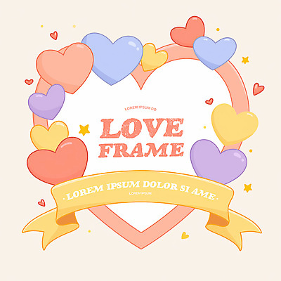 PSD 분홍색 일러스트 화이트데이 발렌타인데이 사랑 사람없음 로맨틱 파스텔톤 하트프레임 키치 국내일러스트 감정 컬러 컨셉 데이이벤트 프레임 하트 파일형식