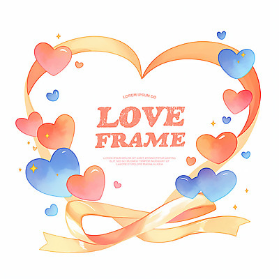 PSD 분홍색 일러스트 화이트데이 발렌타인데이 사랑 사람없음 반짝임 로맨틱 끈 파스텔톤 하트프레임 키치 국내일러스트 감정 컬러 컨셉 모션 데이이벤트 프레임 하트 파일형식