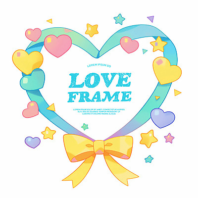 PSD 별 리본 하늘색 일러스트 화이트데이 발렌타인데이 사랑 사람없음 로맨틱 파스텔톤 하트프레임 키치 국내일러스트 자연요소 감정 컬러 컨셉 데이이벤트 프레임 파란색 하트 파일형식