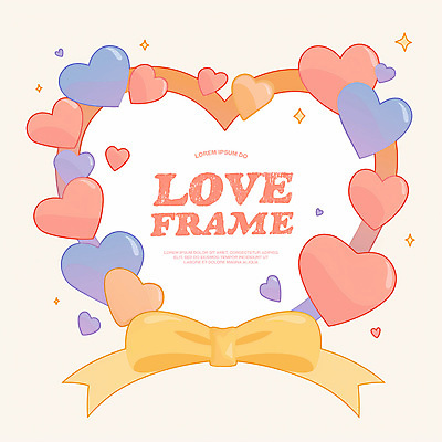 PSD 리본 분홍색 일러스트 화이트데이 발렌타인데이 사랑 사람없음 로맨틱 파스텔톤 하트프레임 키치 국내일러스트 감정 컬러 컨셉 데이이벤트 프레임 하트 파일형식