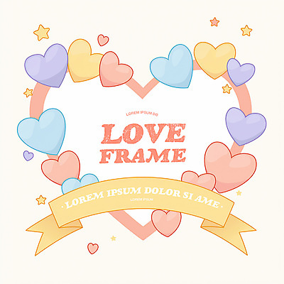 PSD 분홍색 일러스트 화이트데이 발렌타인데이 사랑 사람없음 로맨틱 파스텔톤 하트프레임 키치 국내일러스트 감정 컬러 컨셉 데이이벤트 프레임 하트 파일형식