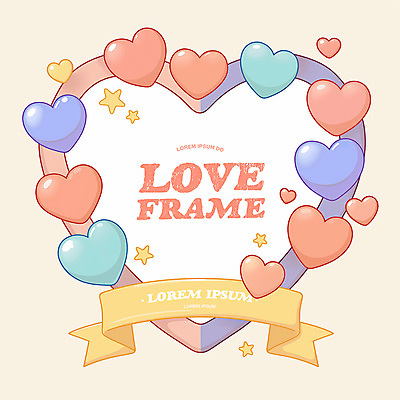 PSD 분홍색 일러스트 화이트데이 발렌타인데이 사랑 사람없음 로맨틱 파스텔톤 하트프레임 키치 국내일러스트 감정 컬러 컨셉 데이이벤트 프레임 하트 파일형식