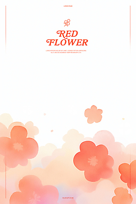 PSD 백그라운드 일러스트 봄꽃 수채화 사람없음 빨간색 번짐 국내일러스트 꽃 컬러 봄 파일형식 효과