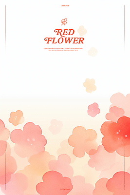 PSD 백그라운드 일러스트 봄꽃 수채화 사람없음 빨간색 번짐 국내일러스트 꽃 컬러 봄 파일형식 효과
