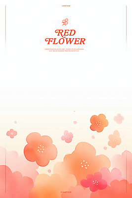 PSD 백그라운드 일러스트 봄꽃 수채화 사람없음 빨간색 번짐 국내일러스트 꽃 컬러 봄 파일형식 효과