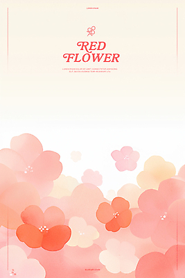 PSD 백그라운드 일러스트 봄꽃 수채화 사람없음 빨간색 번짐 국내일러스트 꽃 컬러 봄 파일형식 효과