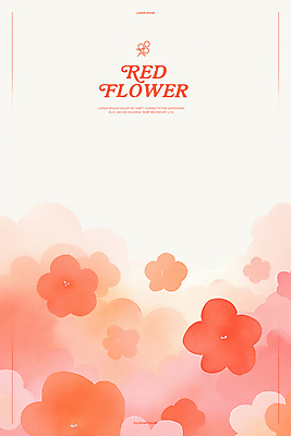 PSD 백그라운드 일러스트 봄꽃 수채화 사람없음 빨간색 번짐 국내일러스트 꽃 컬러 봄 파일형식 효과