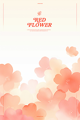 PSD 백그라운드 일러스트 봄꽃 수채화 사람없음 빨간색 번짐 국내일러스트 꽃 컬러 봄 파일형식 효과