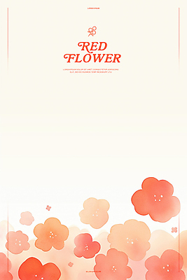 PSD 백그라운드 일러스트 봄꽃 수채화 사람없음 빨간색 번짐 국내일러스트 꽃 컬러 봄 파일형식 효과