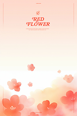 PSD 백그라운드 일러스트 봄꽃 수채화 사람없음 빨간색 번짐 국내일러스트 꽃 컬러 봄 파일형식 효과