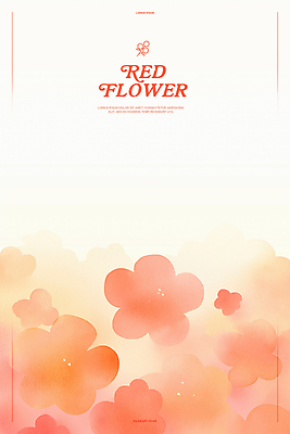 PSD 백그라운드 일러스트 봄꽃 수채화 사람없음 빨간색 번짐 국내일러스트 꽃 컬러 봄 파일형식 효과