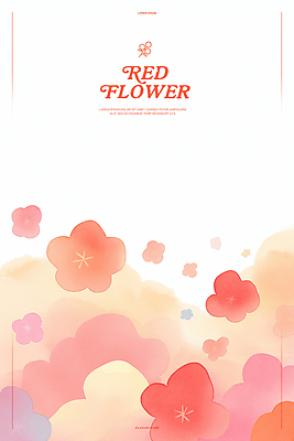 PSD 백그라운드 일러스트 봄꽃 수채화 사람없음 빨간색 번짐 국내일러스트 꽃 컬러 봄 파일형식 효과