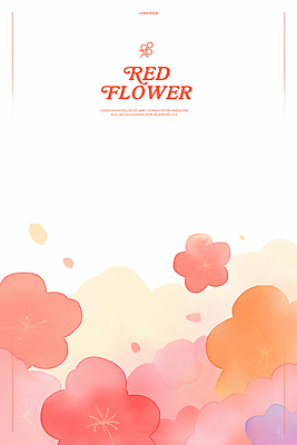 PSD 백그라운드 일러스트 봄꽃 수채화 사람없음 빨간색 번짐 국내일러스트 꽃 컬러 봄 파일형식 효과