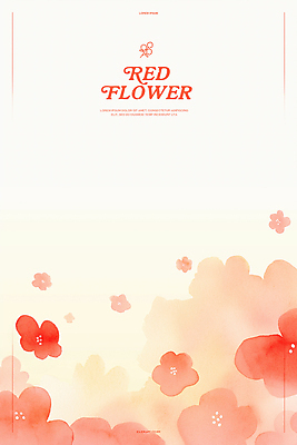PSD 백그라운드 일러스트 봄꽃 수채화 사람없음 빨간색 번짐 국내일러스트 꽃 컬러 봄 파일형식 효과