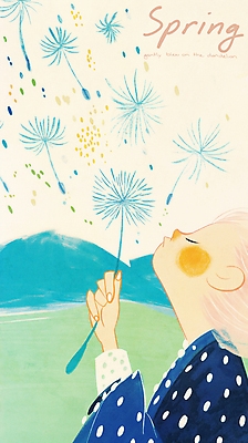 PSD 여자 일러스트 봄꽃 바람 한명 들기 잔디 상반신 성인 평화 눈감음 봄풍경 올려보기 풀잎 불기 감성 민들레홀씨 성인여자한명만 국내일러스트 자연요소 식물 1 꽃 컨셉 잎 모션 날씨 사람 풍경 봄 풀_식물 민들레 여자한명만 성인여자만 파일형식