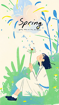 전신 PSD 여자 일러스트 봄꽃 바람 한명 들기 잔디 성인 평화 봄풍경 올려보기 풀잎 불기 감성 민들레홀씨 성인여자한명만 국내일러스트 자연요소 식물 1 꽃 컨셉 잎 모션 날씨 사람 풍경 봄 풀_식물 민들레 여자한명만 성인여자만 파일형식