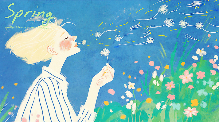 PSD 여자 일러스트 봄꽃 바람 한명 들기 잔디 상반신 성인 평화 눈감음 봄풍경 올려보기 풀잎 불기 감성 민들레홀씨 성인여자한명만 국내일러스트 자연요소 식물 1 꽃 컨셉 잎 모션 날씨 사람 풍경 봄 풀_식물 민들레 여자한명만 성인여자만 파일형식