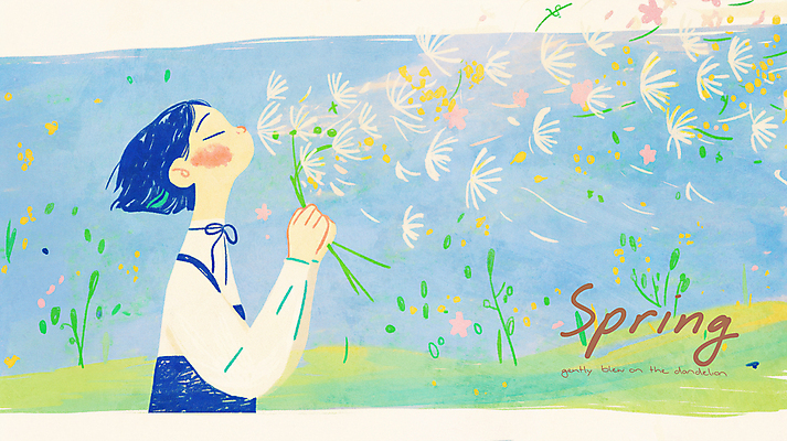 PSD 여자 일러스트 봄꽃 바람 한명 들기 잔디 상반신 성인 평화 눈감음 봄풍경 올려보기 풀잎 불기 감성 민들레홀씨 성인여자한명만 국내일러스트 자연요소 식물 1 꽃 컨셉 잎 모션 날씨 사람 풍경 봄 풀_식물 민들레 여자한명만 성인여자만 파일형식