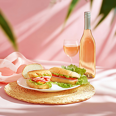 JPG 편집이미지 접시 분홍색 와인잔 샌드위치 사람없음 햇빛 평화 와인병 점심식사 봄소풍 편집실사 AI포토 AI콘텐츠 식기 음식 컬러 컨셉 술잔 병_용기 태양 소풍 와인 식사 봄 CG 파일형식