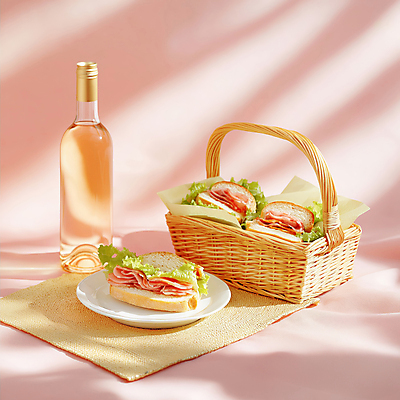JPG 편집이미지 접시 분홍색 샌드위치 사람없음 햇빛 평화 와인병 점심식사 봄소풍 음식바구니 편집실사 AI포토 AI콘텐츠 식기 음식 컬러 컨셉 병_용기 태양 소풍 바구니 와인 식사 봄 CG 파일형식