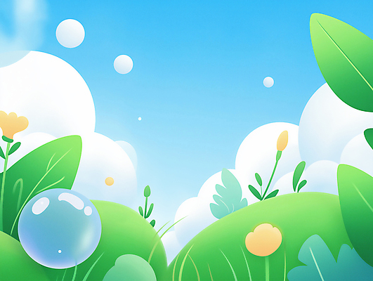 JPG 구름 꽃 백그라운드 일러스트 자연 하늘 초원 사람없음 초록색 평화 풀잎 비눗방울 국내일러스트 AI일러스트 AI콘텐츠 자연요소 식물 컬러 컨셉 잎 풀_식물 생태계 파일형식