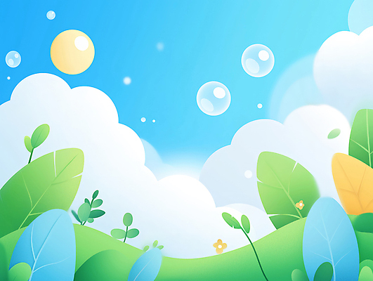 JPG 구름 꽃 백그라운드 일러스트 자연 하늘 초원 사람없음 초록색 평화 풀잎 비눗방울 국내일러스트 AI일러스트 AI콘텐츠 자연요소 식물 컬러 컨셉 잎 풀_식물 생태계 파일형식