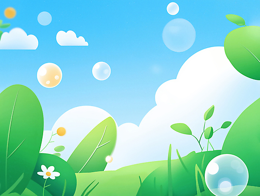 JPG 구름 꽃 백그라운드 일러스트 자연 하늘 초원 사람없음 초록색 평화 풀잎 비눗방울 국내일러스트 AI일러스트 AI콘텐츠 자연요소 식물 컬러 컨셉 잎 풀_식물 생태계 파일형식