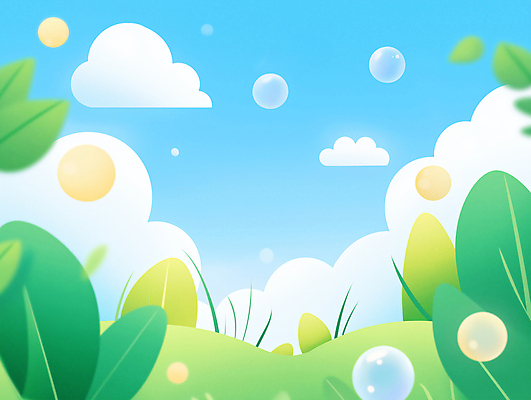 JPG 구름 백그라운드 일러스트 자연 하늘 초원 사람없음 초록색 평화 풀잎 비눗방울 국내일러스트 AI일러스트 AI콘텐츠 자연요소 컬러 컨셉 잎 풀_식물 생태계 파일형식