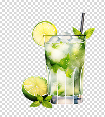 편집이미지 잔 수채화 한잔 주류 빨대 누끼 사람없음 얼음 칵테일잔 슬라이스 라임 PNG 모히토 애플민트 자연요소 1 식기 음료 술잔 과일 칵테일 민트 파일형식