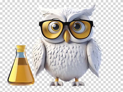 편집이미지 실험기구 실험 누끼 사람없음 3D 교사 삼각플라스크 부엉이 PNG 안경낌 편집소스 직업 안경 과학 조류 플라스크 디지털합성 파일형식