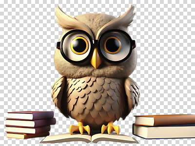 편집이미지 누끼 사람없음 책 3D 교사 부엉이 PNG 안경낌 편집소스 직업 안경 조류 디지털합성 파일형식
