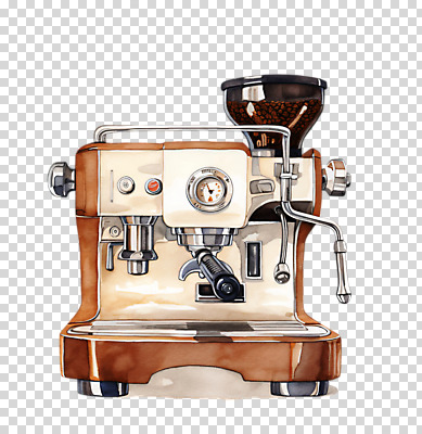 편집이미지 커피 수채화 누끼 사람없음 갈색 커피메이커 오브젝트 PNG 노즐 에스프레소머신 추출 음료 컬러 커피용품 파일형식