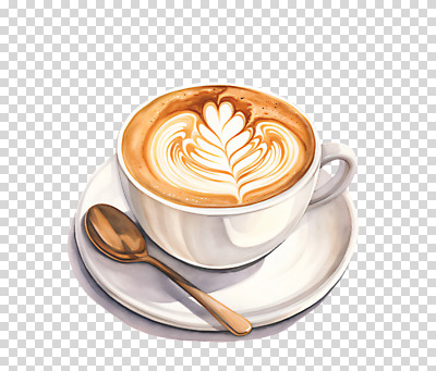 편집이미지 수채화 누끼 사람없음 갈색 커피잔 티스푼 컵받침 오브젝트 PNG 라떼아트 커피 컬러 잔 숟가락 받침대 그림 라떼 파일형식