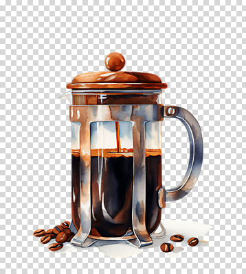 편집이미지 수채화 누끼 사람없음 갈색 원두 오브젝트 PNG 드립커피 프렌치프레스 커피 컬러 커피용품 파일형식