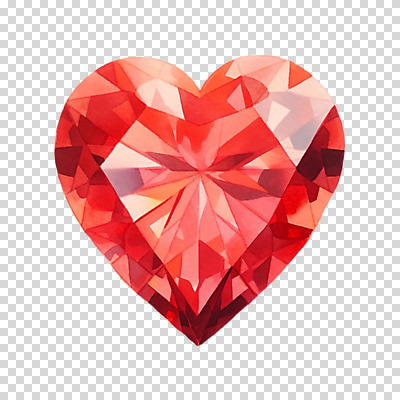 편집이미지 수채화 누끼 사람없음 빨간색 하트 크리스탈 보석 오브젝트 PNG 편집소스 모양 컬러 광석 파일형식
