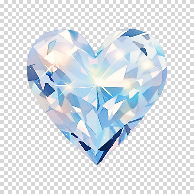 편집이미지 하늘색 수채화 누끼 사람없음 하트 크리스탈 보석 오브젝트 PNG 편집소스 모양 파란색 광석 파일형식