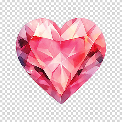 편집이미지 분홍색 수채화 누끼 사람없음 하트 크리스탈 보석 오브젝트 PNG 편집소스 모양 컬러 광석 파일형식