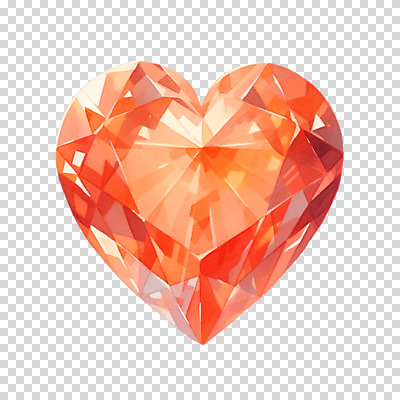 편집이미지 수채화 누끼 사람없음 주황색 하트 크리스탈 보석 오브젝트 PNG 편집소스 모양 컬러 광석 파일형식