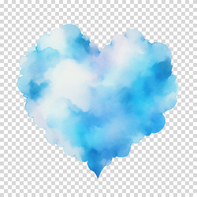 구름 편집이미지 붓터치 수채화 누끼 사람없음 파란색 하트 번짐 PNG 편집소스 자연요소 모양 컬러 파일형식 효과