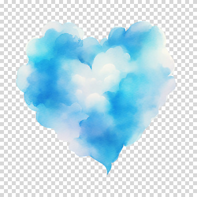 구름 편집이미지 붓터치 수채화 누끼 사람없음 파란색 하트 번짐 PNG 편집소스 자연요소 모양 컬러 파일형식 효과